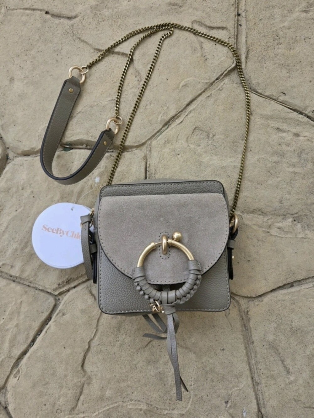 See By Chloe Mini Small Camera Joan Bag Purse NWT Motty Grey Crossbody Shoulder
